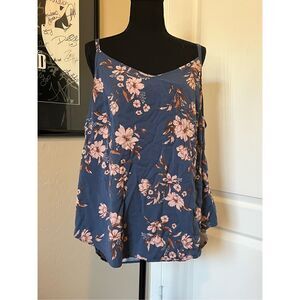 Torrid blue and pink floral tank top blouse